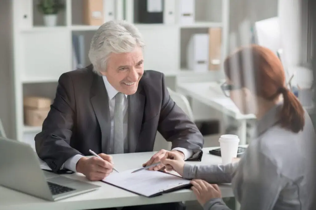 Image: financial advisor helping client
